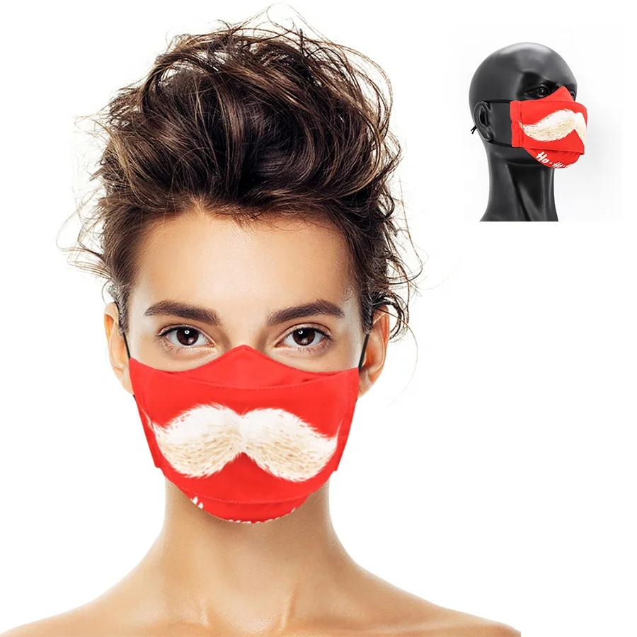 Heyuan Christmas 3D Origami Reusable Cloth Face Masks 100% Cotton Washable Adjustable Breathable Nose Wire Fabric Mask