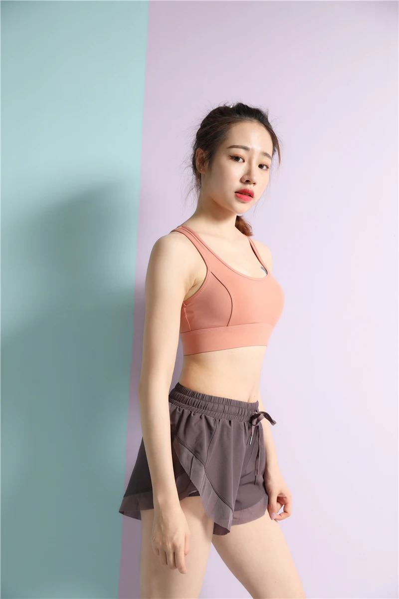 
Women Sports Yoga Shorts Lace Layer Workout Fitness Sports Running Shorts 