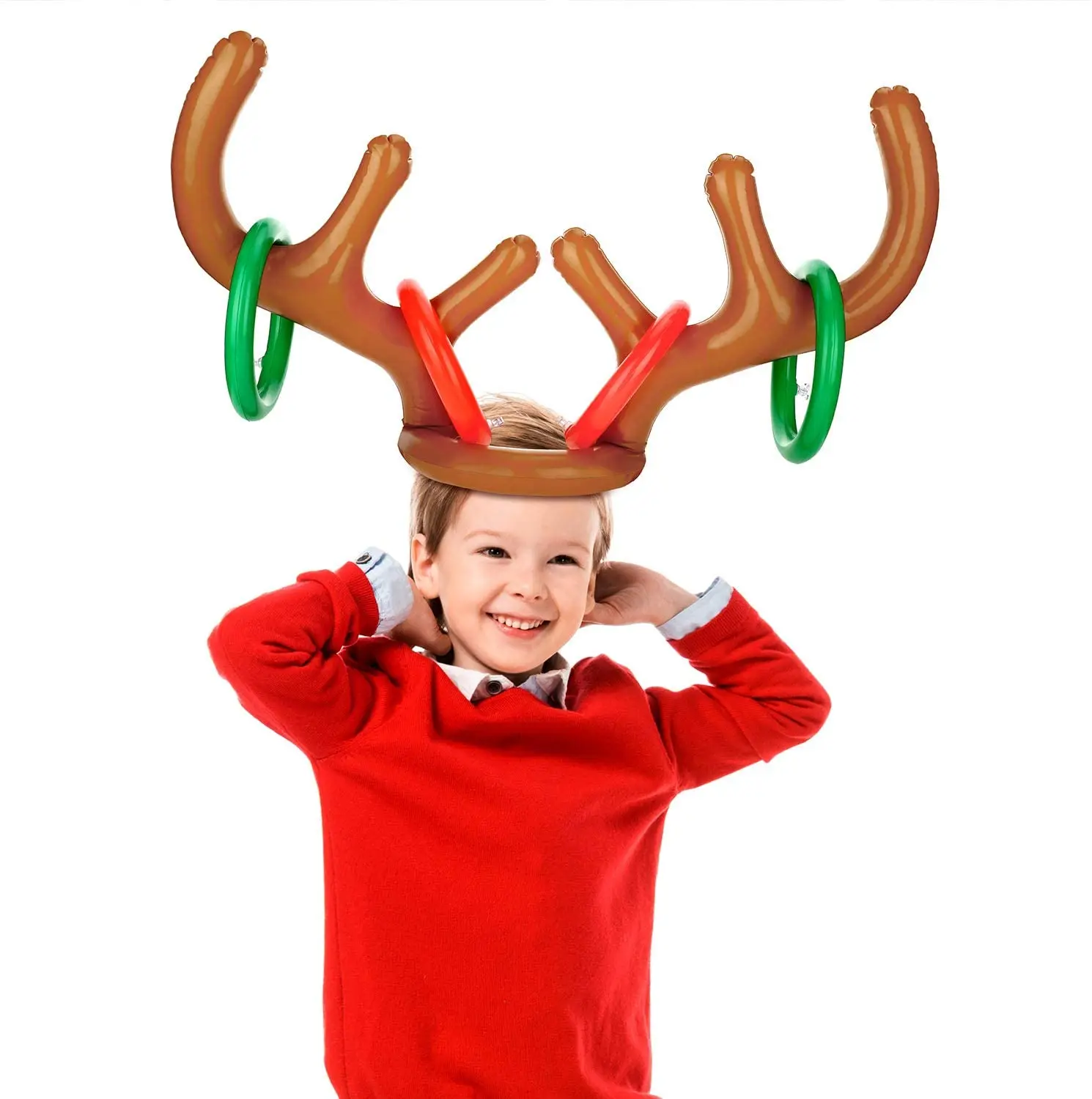 11 Pieces Christmas Reindeer Ring Toss Game Set Inflatable Ring Toss Game For Christmas Party Supplies