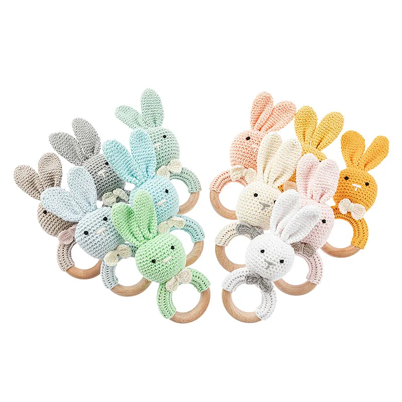 Лидер продаж, китайский производитель, не содержит Бисфенол А, забавный вязаный крючком детский деревянный Прорезыватель для зубов