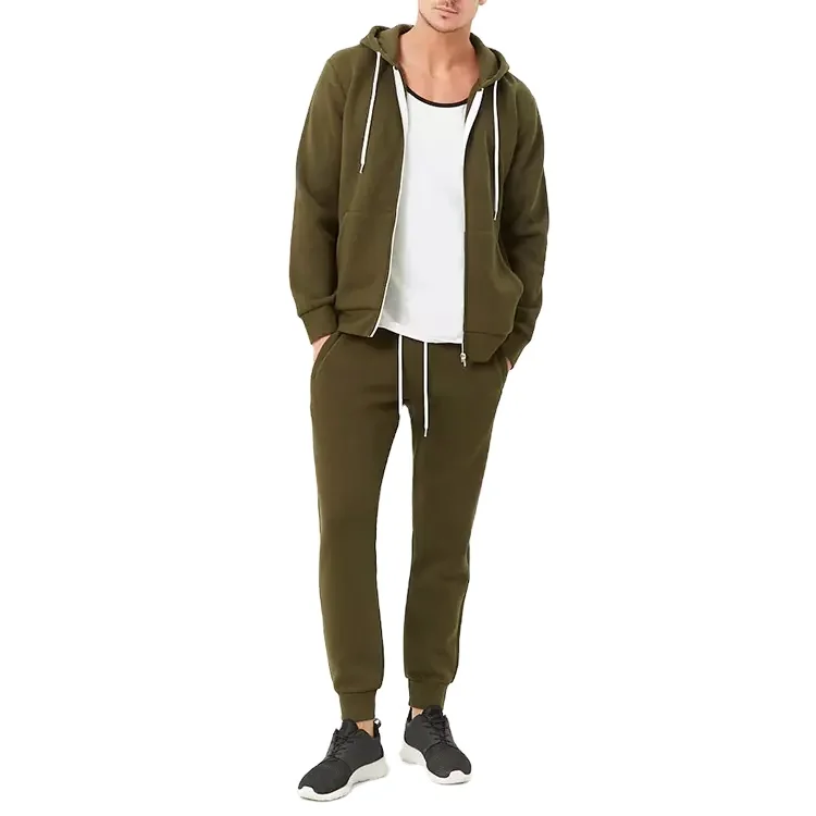 Custom Various Colors Embroidered Design Men Sweatsuits  Zip Up Hoodie Plain Tracksuits For Men