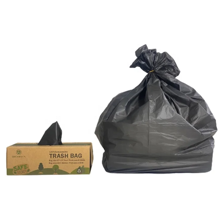 3 Gallon/13 Gllon Biodegradable Compostable Bin Liner Heavy Duty Black Garbage Bag for import/export