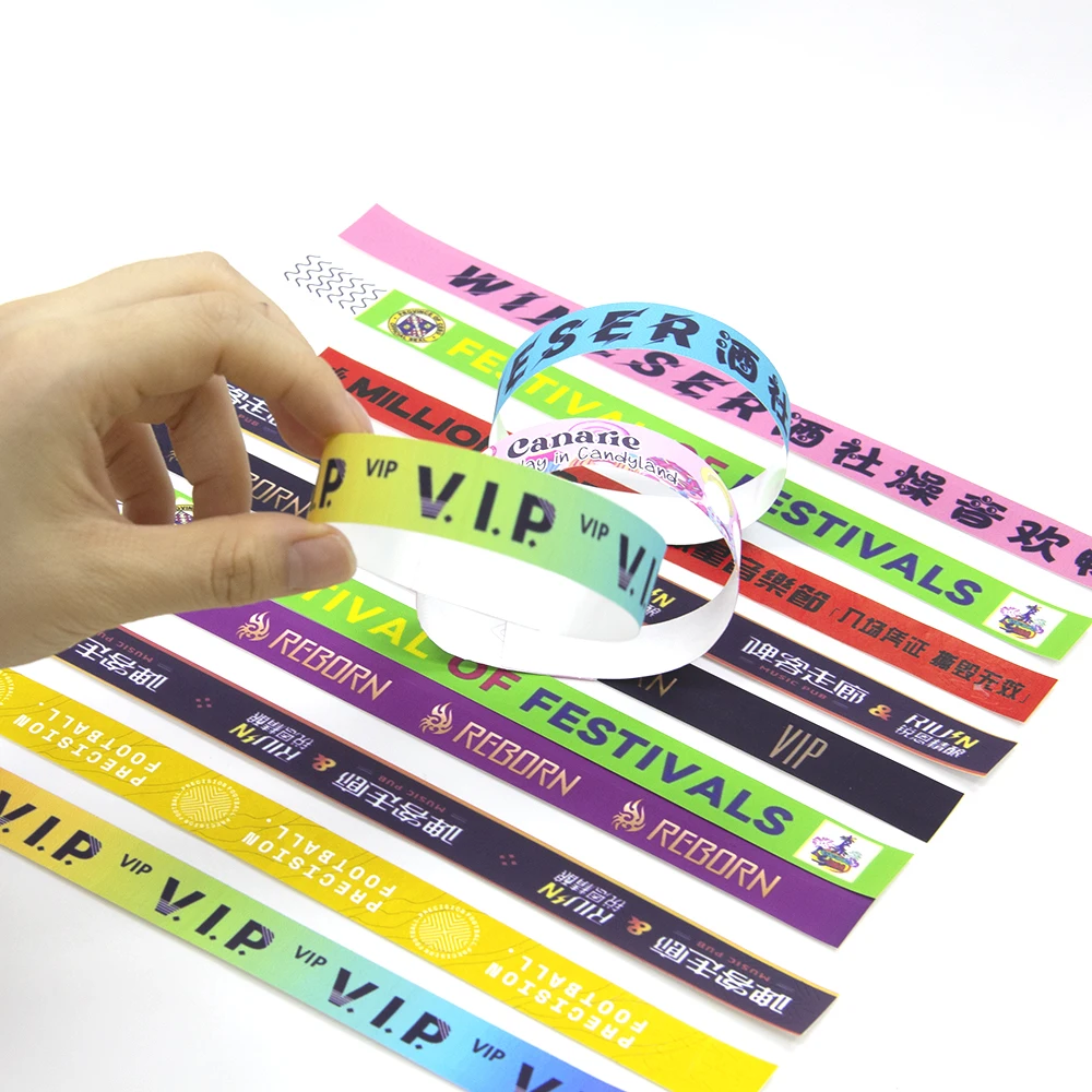 Custom Logo Tickets Disposable Wristband Waterproof Tyvek Ticket Printer Event Paper Wristbands Bracelet
