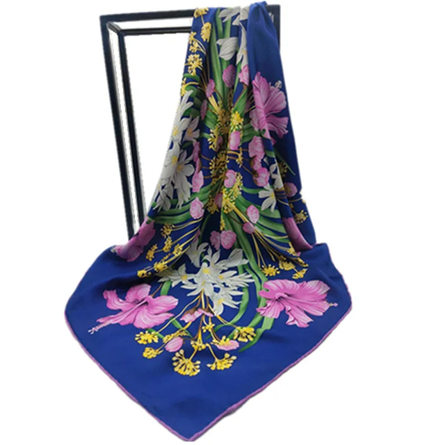 Custom Silk Scarf Head Hair Scarf 65*65CM Printing Square Mulberry Silk scarves for Ladies