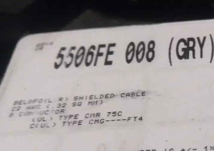 belden cable Security Sound Cable Riser-CMR 8-22 AWG stranded bare copper conductors with polypropylene insulation BELDEN 5506FE