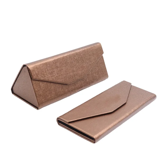 High quality blue luxury leather sunglass case custom logo foldable eye glass cases box folding