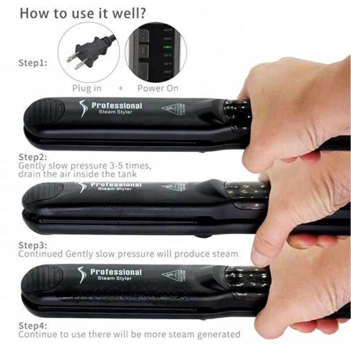 OEM Professional Steam Styler Vapour Hair Straightener Vapour Iron Pro Smoothing Tourmaline Plate