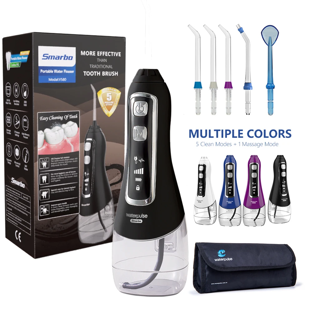 Waterpulse V580 IPX7 Cordless Water Flosser Portable Dental Irrigator Oral Cleaner Rechargeable Teeth Cleaning CE Certificate