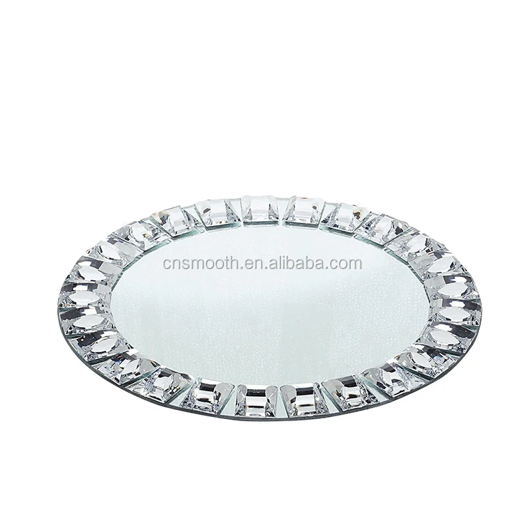 Hot Selling Glass Silver Mirror Plate Charging Dinner Plates For Wedding
