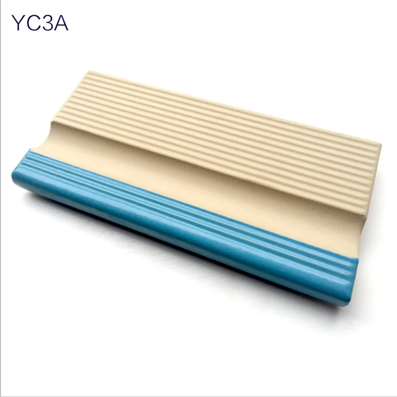 non slip glazed blue swimming finger-grip bull nose ceramic pool tile