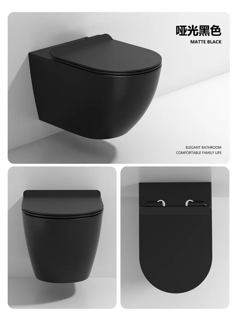 European Wall Mounted Toilet Bowl Modern Ceramic Bathroom Rimless Wall Hung Wc Toilet with Tank