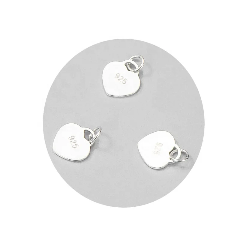 100% с гравировкой логотипа из чистого стерлингового серебра Шарм в виде сердца маленькая бирка для ожерелья S925 украшение форме любви персонализированные украшения женщин