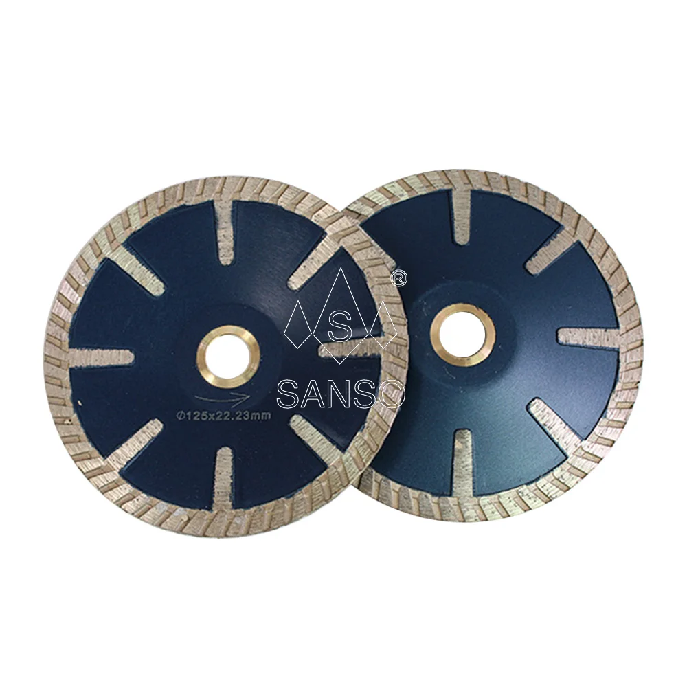 Hot pressed dry cutting protection segmented diamond cutting disc 125mm for granite sandstone lavastone