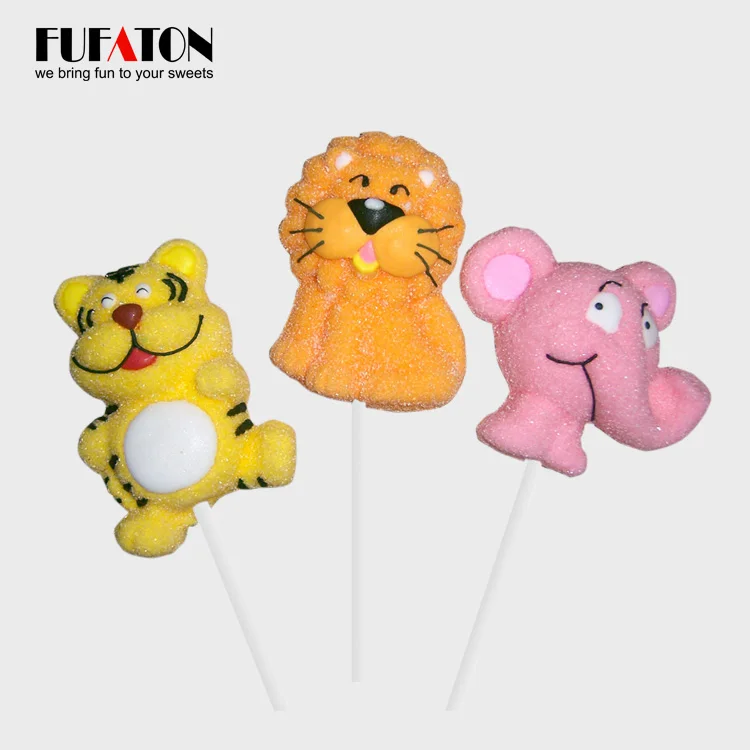 
Hot sell handmade safari forest animal marshmallow lollipops candy 