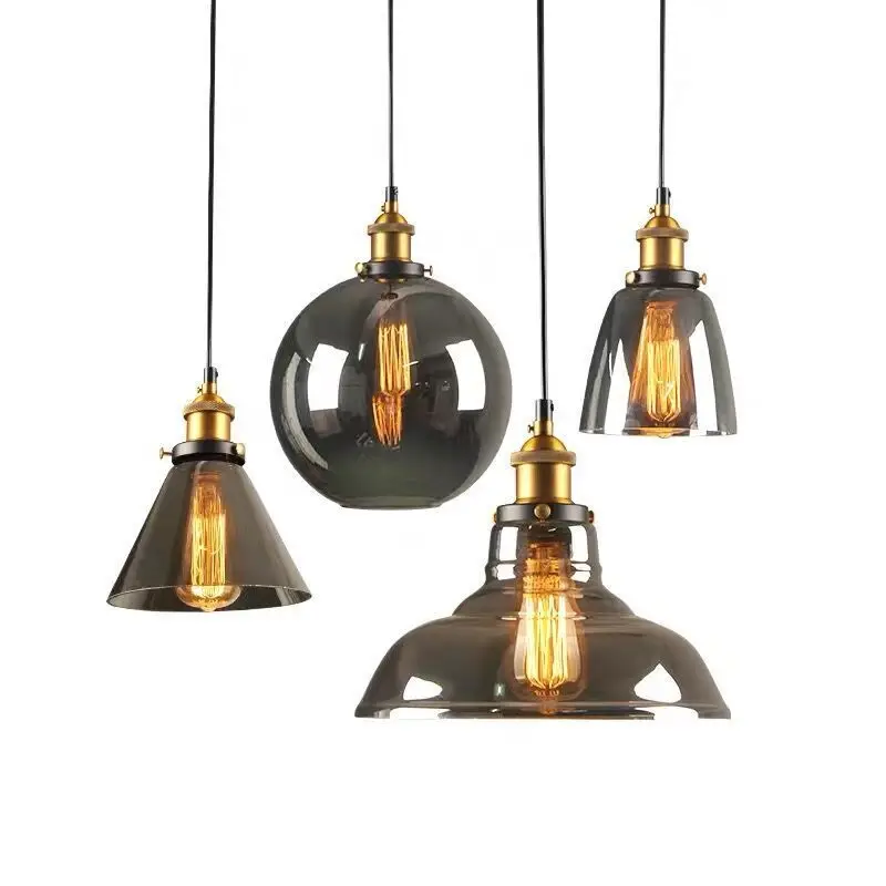 Hot Sales American Amber Glass Chandelier Vintage Pendant Lamp E27 Edison Light Bulb Dinning room Kitchen Decor Pendant Light
