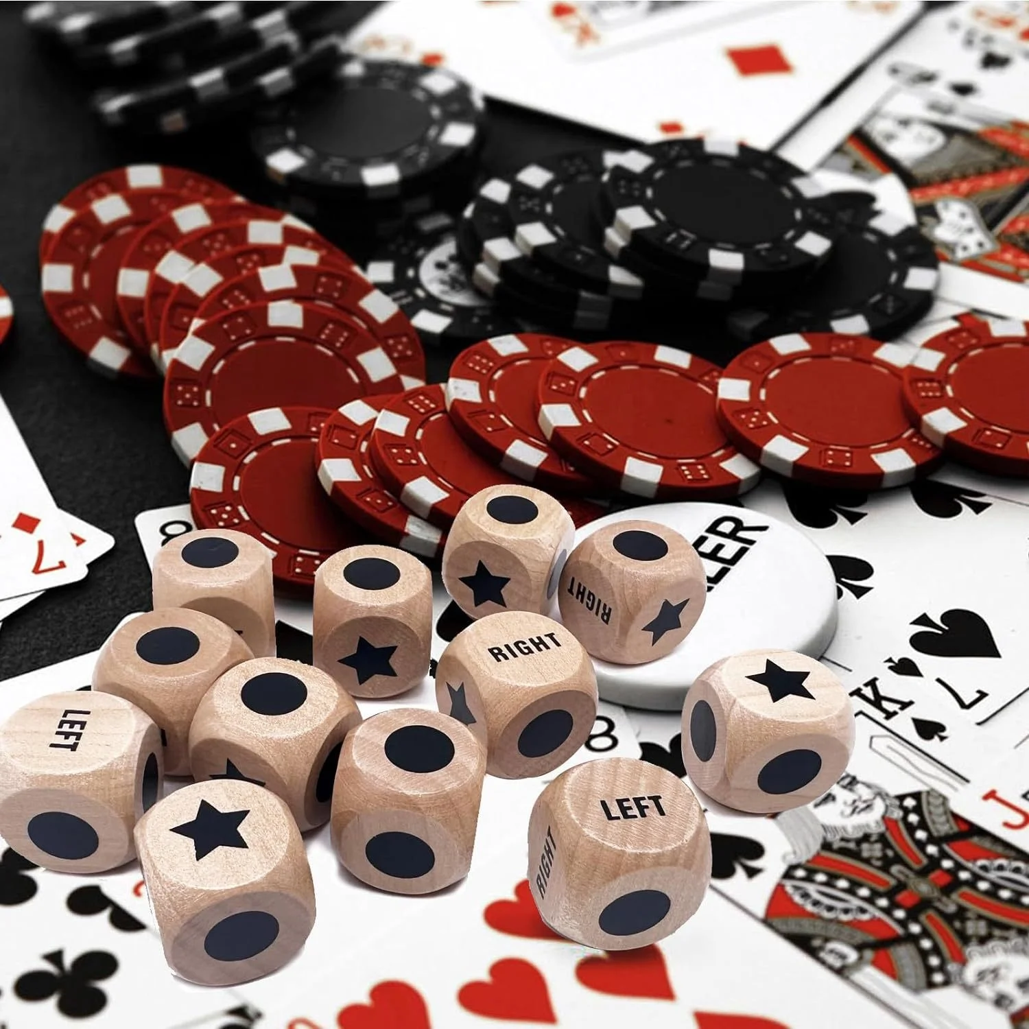 C02205 Customized Good Quality Natural Beech 1 inch 2.5cm wood Dices with Drawstring Bag Left Right Center Game