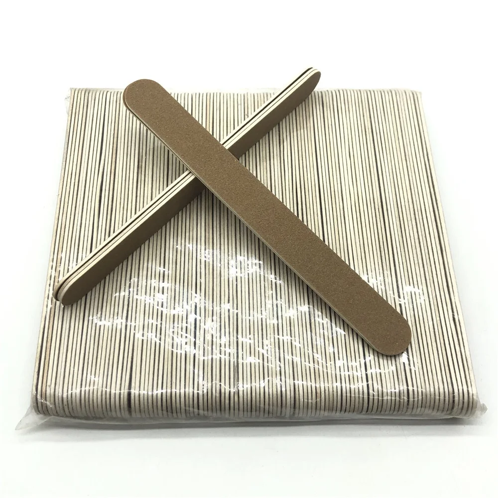 Custom Logo Brown Sandpaper Abrasive Nail File Wooden Board 100/180 Nail File