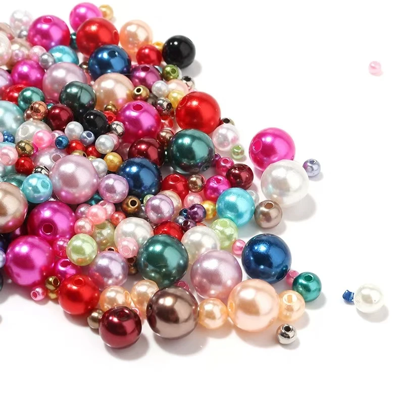 Wholesale 500g Highlight round ABS straight hole pearl beads 22MM 25MM 30MM plastic beads for jewelry making beads plastic