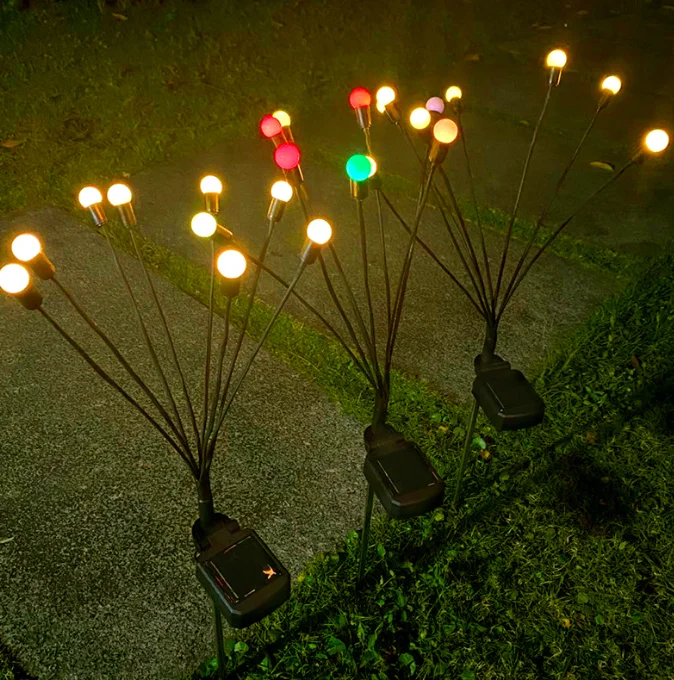 Newish Outdoor Courtyard Led Bulbs Decorative Solar Garden Starburst Swaying Light Waterproof Solar Firefly Lights