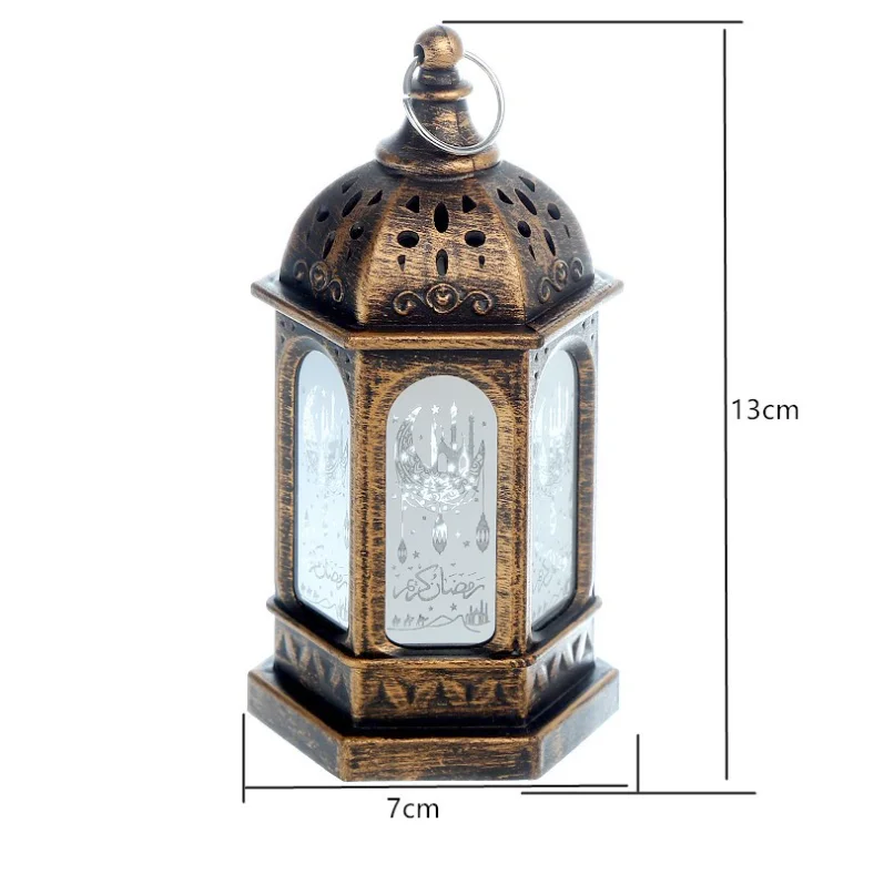 13cm Ramadan Kareem Decoration Plastic Material Ramadan Lantern Lamp Eid Mubarak LED Wind Lantern