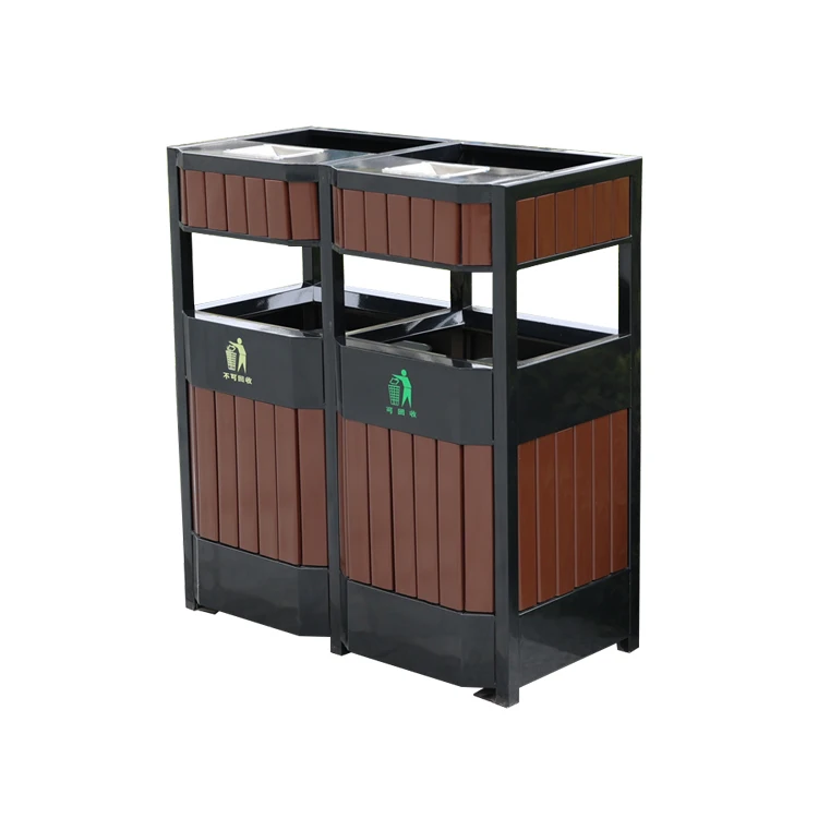 Hot Sale Antique Style Plastic Wood Recycle Bin Standing Trash Can with Lid-Free Storage Bucket for Garbage Storage