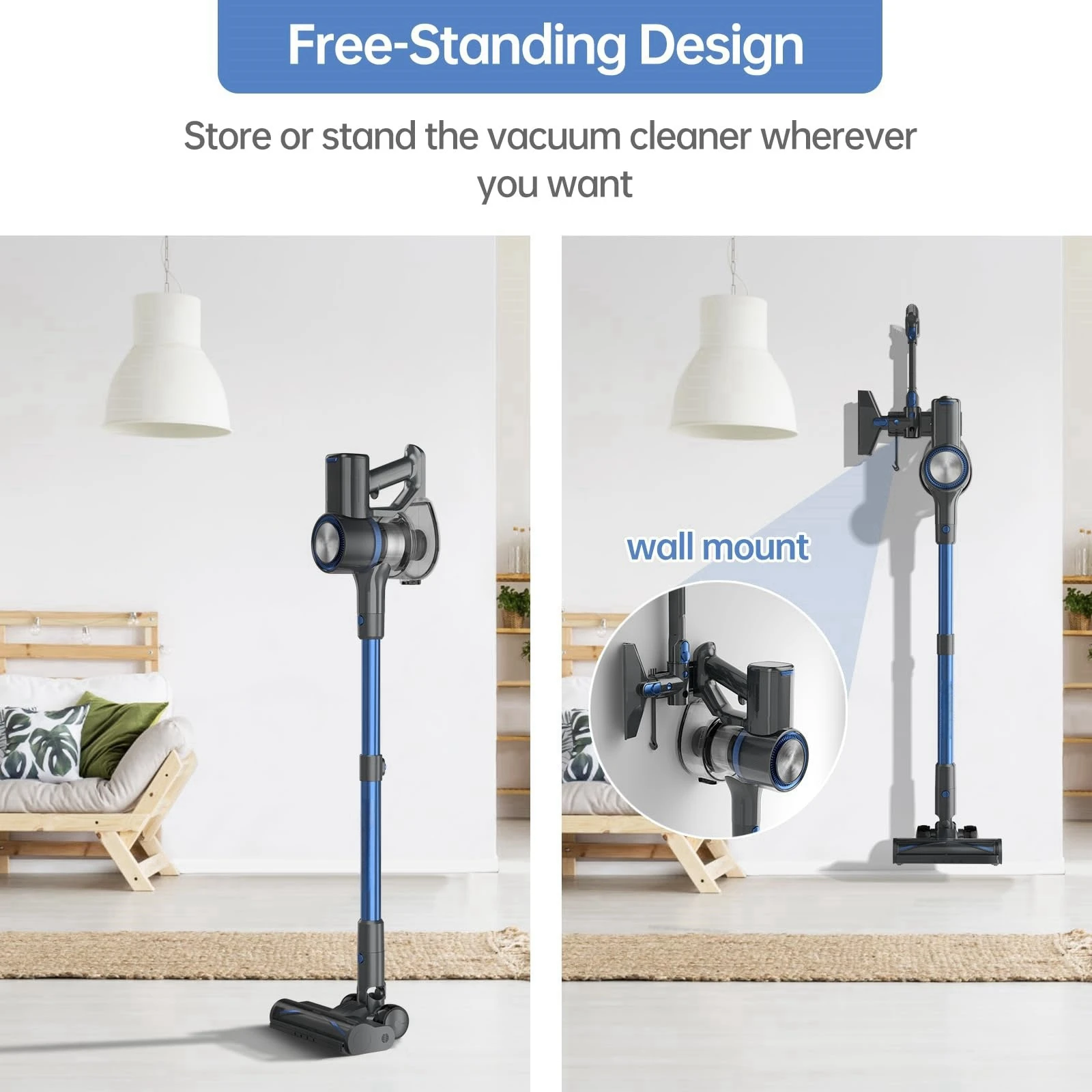 Lightweight Stick Vacuum Cleaner, cordless vacuum sweepers, Great for Pet Hair & Hard Floor, Blue, new model A28