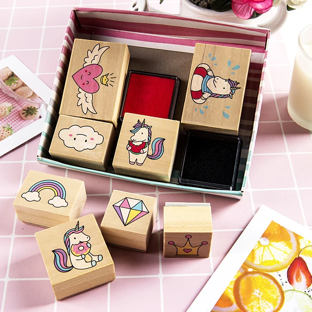Retro wooden heart seal decoration DIY Wooden stamps