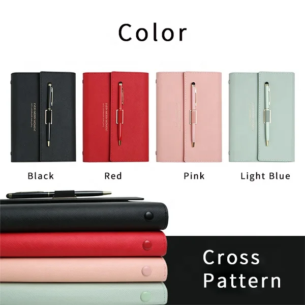 2022 Planner PU Leather Journal Hard Cover B6 Personalized Agenda Notebook With Pen