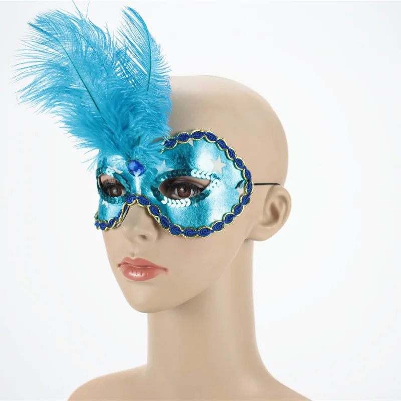 2020 New design Multicolor feather water drill mask Venice masquerade party factory supply