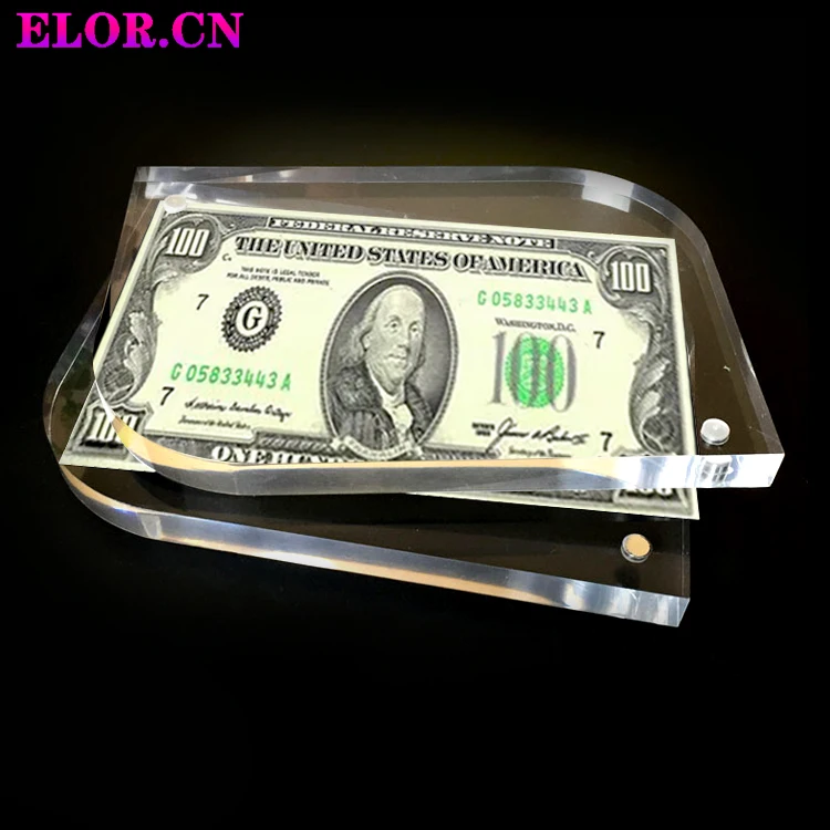 Elor Acrylic Custom Banknote Favorites With Magnetic Attraction High Quality Transparent Frame Business Gifts