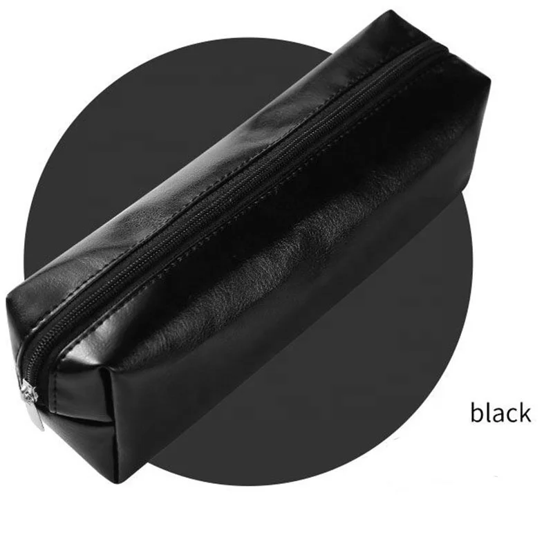 Новый простой вместительный чехол для ручек с напечатанным логотипом, кожаный чехол для ручек из искусственной кожи