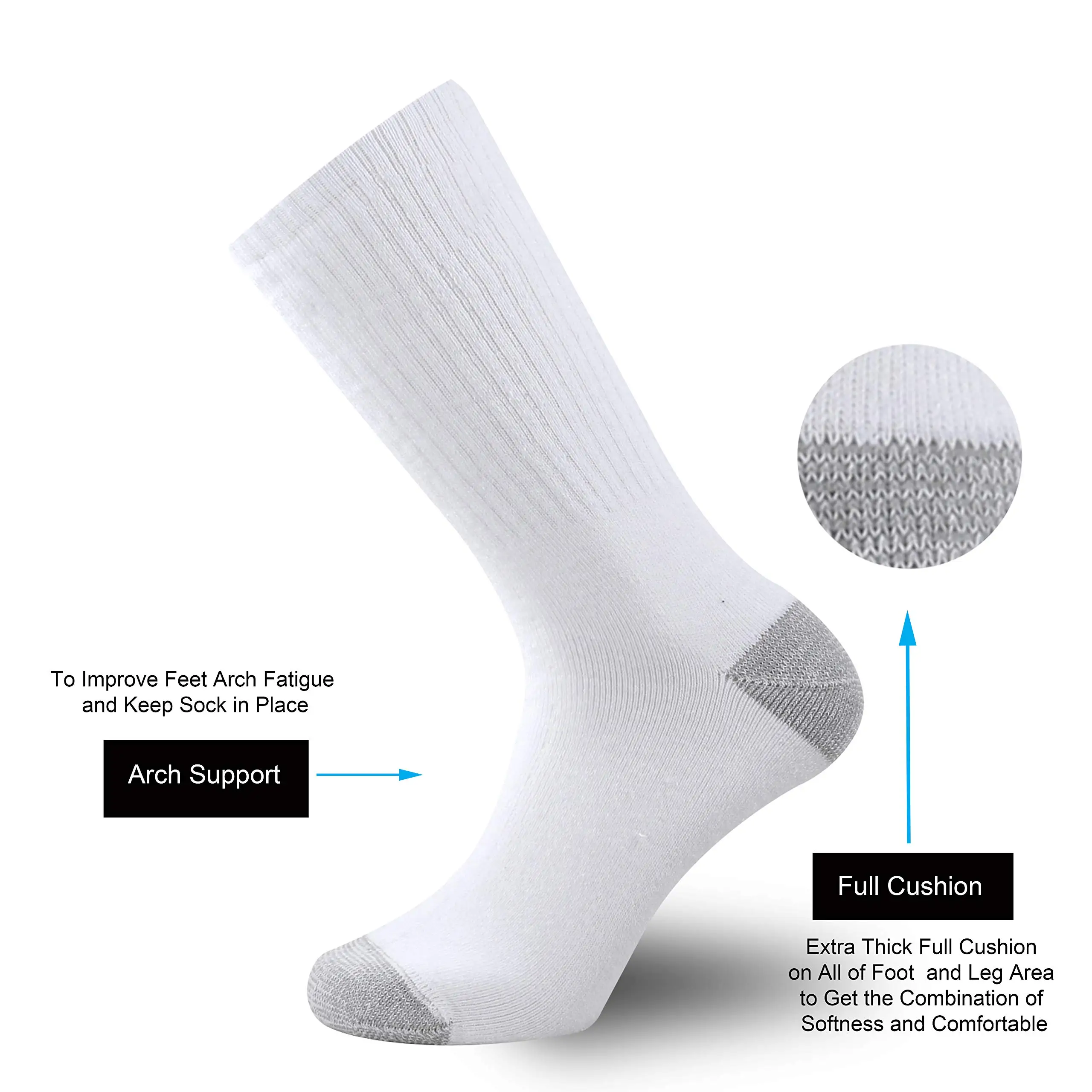 no minimum unisex crew OEM design your own Embroidery socks custom logo cotton white socks