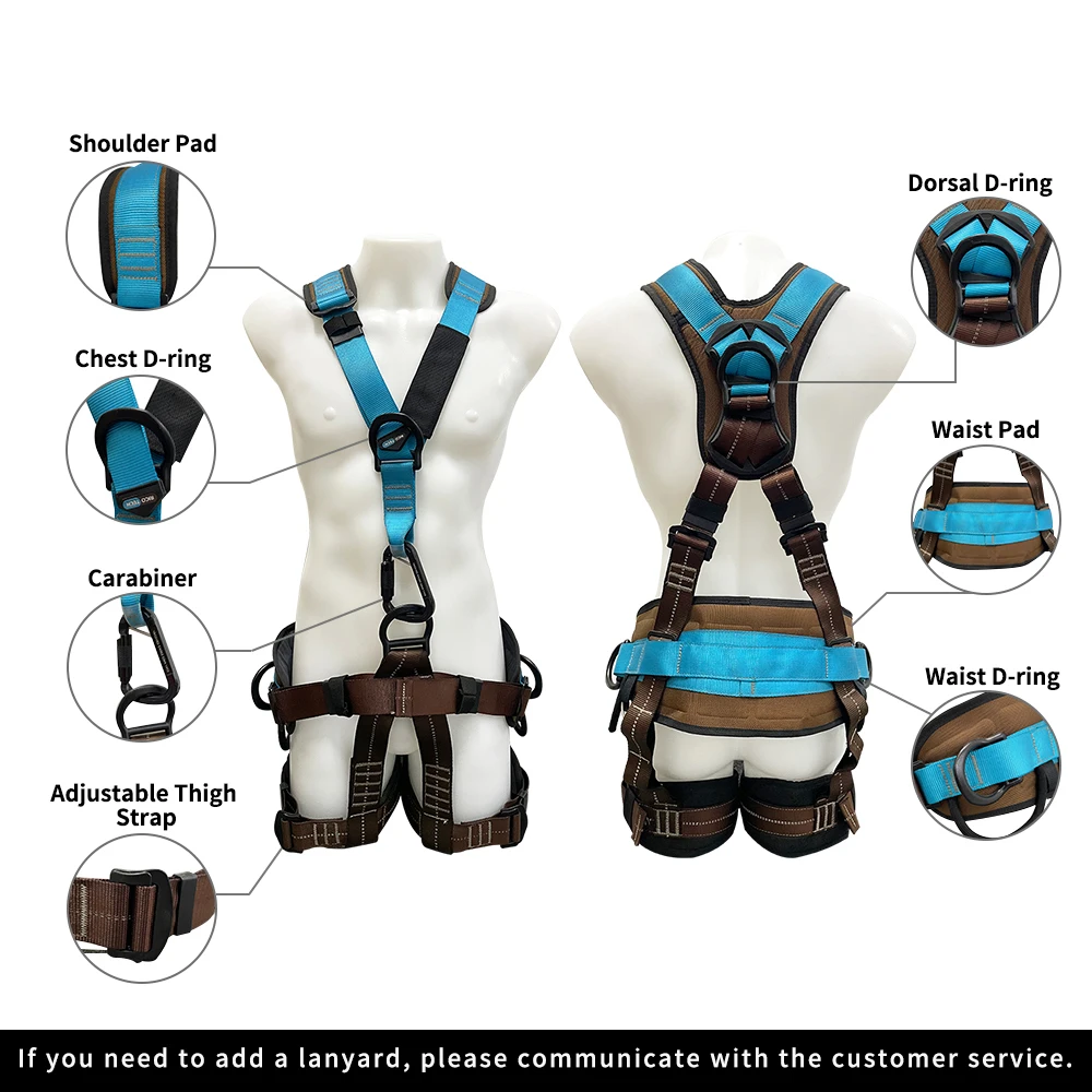 Customizable 5 D ring Retractable Rock Climbing Safety Equipment Harness Electrician Construction Full Body Safety Harness Belt