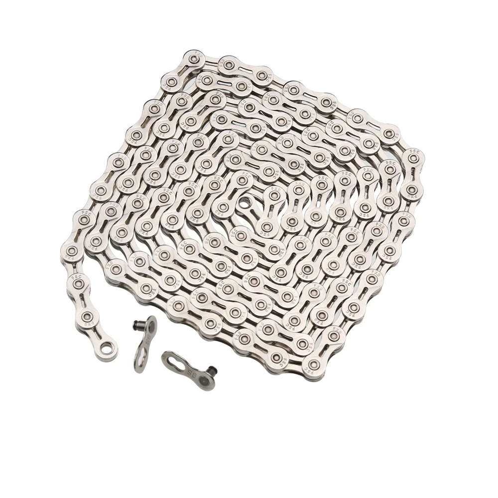 Цепь FSC 9, цепь серебристого цвета для горного велосипеда, 116 звеньев (1/2x11/128 дюйма), цепь для дорожного велосипеда, совместимая с 8 скоростями
