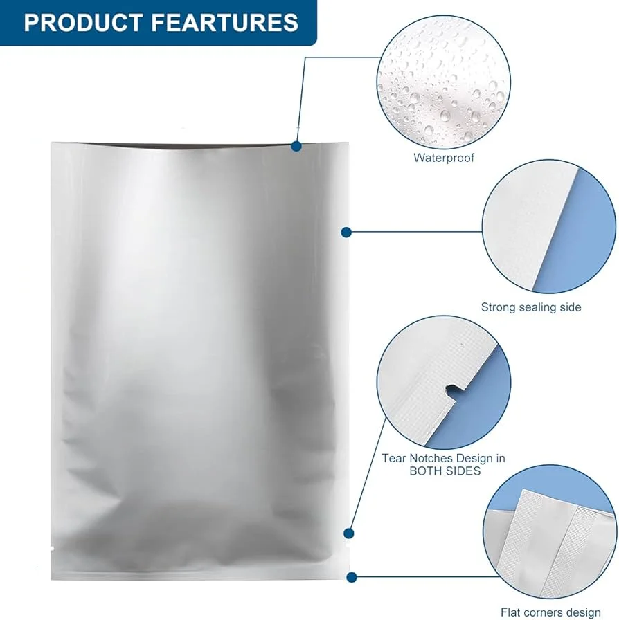 Extra Thick Aluminum Foil Pouch Heat Sealed Mylar Vacuum Bags For Food Storage Long Term Fresh Saver Grains Meat Dehydrated Food