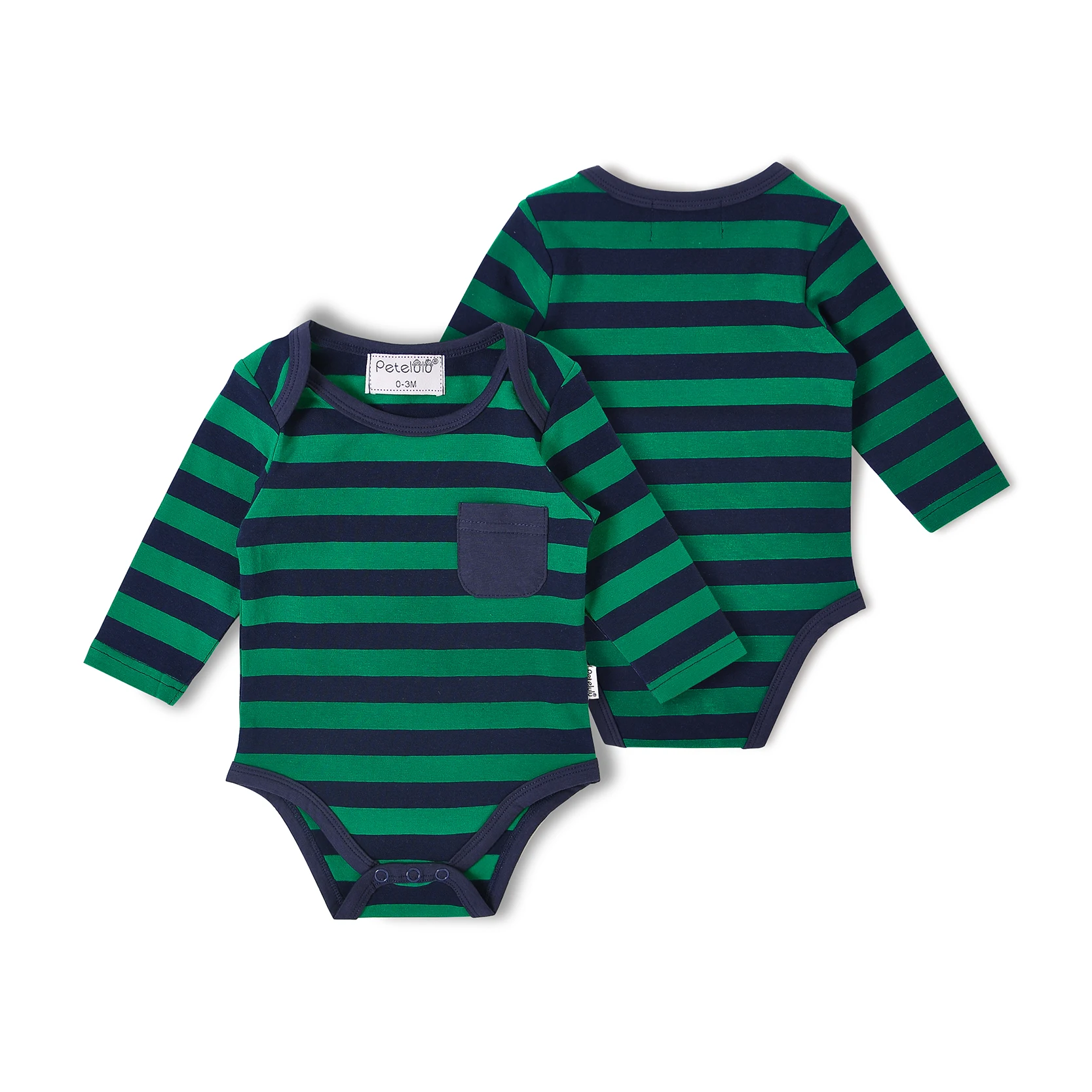 Hot Selling Envelop Collar Stripe Cotton Long Sleeve Newborn Baby Jumpsuit Rompers