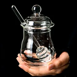 Handmade Glass honey jar honeycomb shape storge jar for the honey