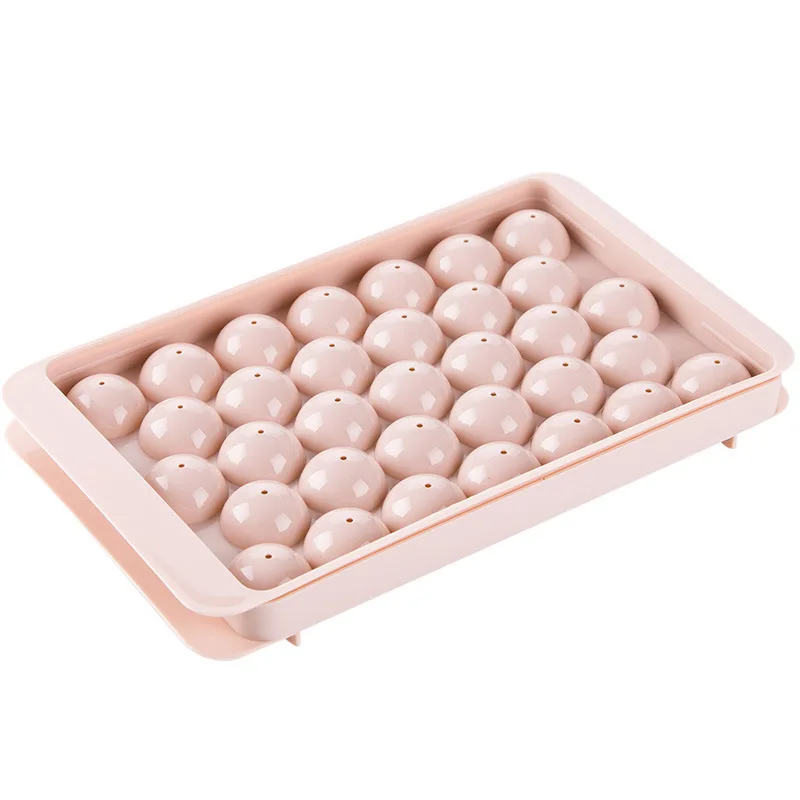 Food Grade pink 33 holes silicone round ice ball maker cube mold for Freezer