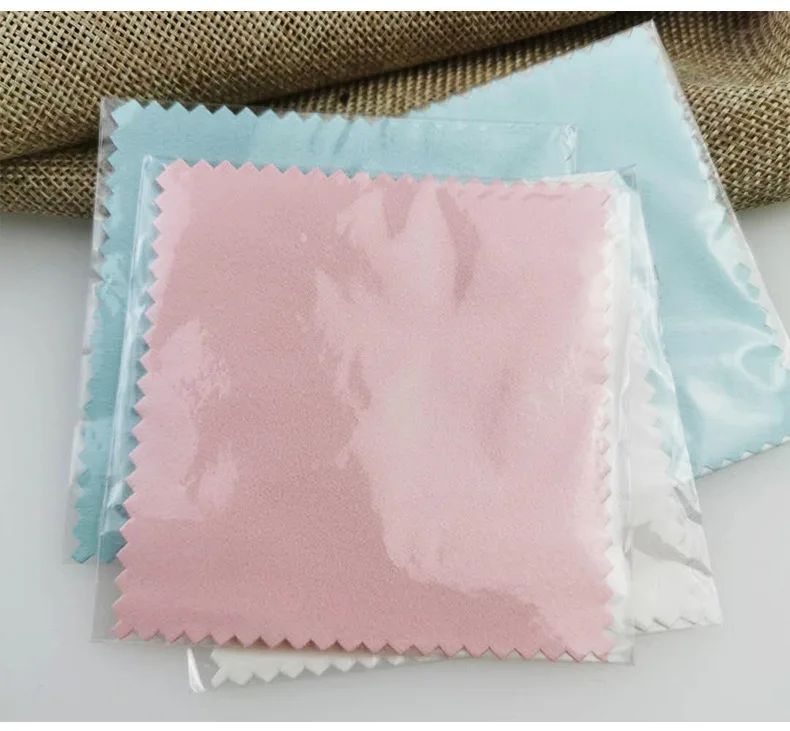 Custom Logo High Quality Silver Microfiber Polishing Pink White Green Cloth Jewelry Microfiber Jewelry Cleaning Polishing Cloth