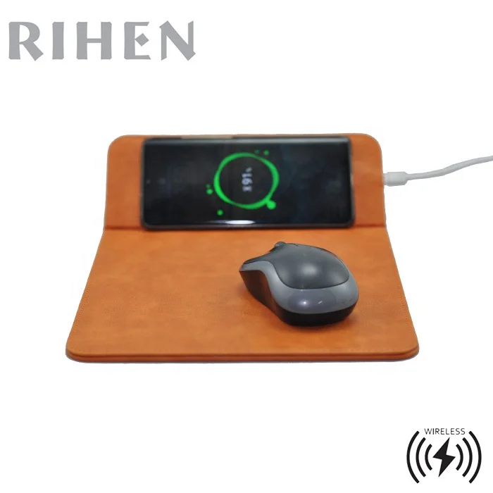 Qi Standard Wireless Charger Mouse pad with Bracket for Mobile Phone