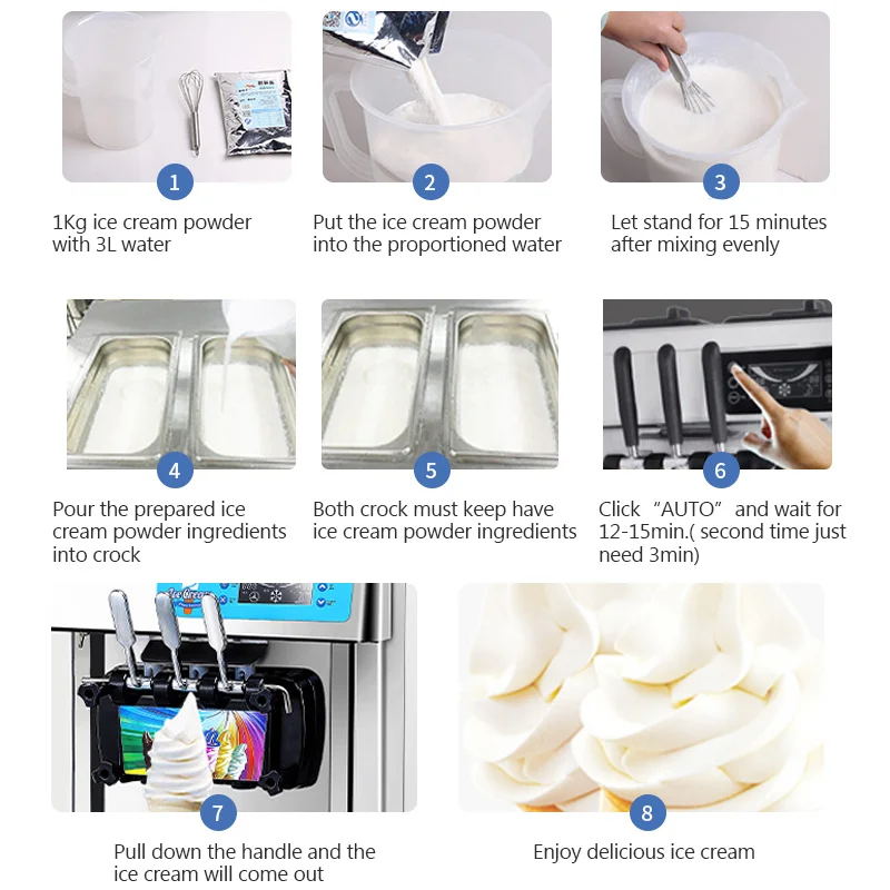 3 Flavors Commercial Soft Serve Multi Rainbow Ice Cream Machine