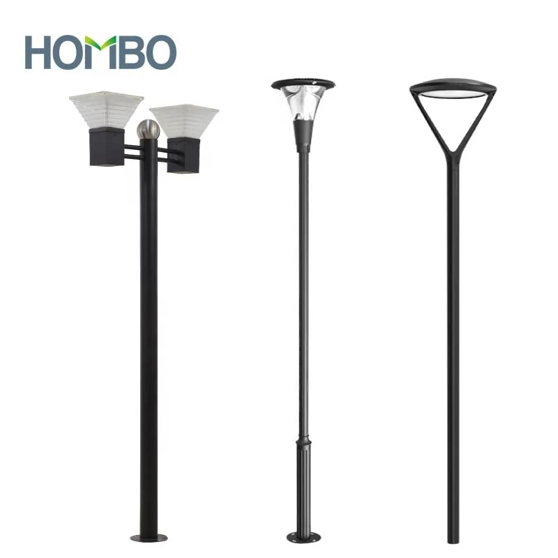 Modern Outdoor Cast Aluminum Cast Iron Park Garden Post Light Pole For Outside Deck Garage