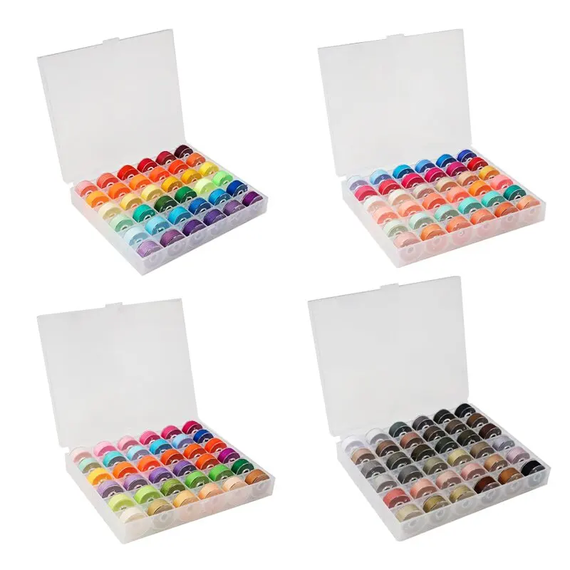Plastic Coil box with 144 Colorful Sewing Thread Bobbin Storage Box Sewing Machine Accessories Set