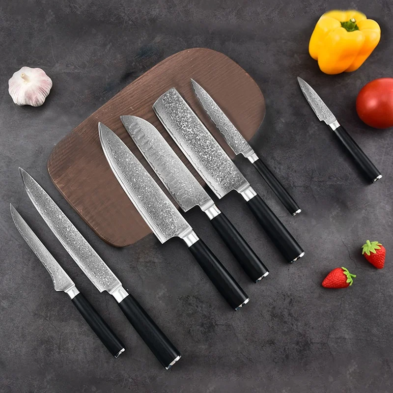 Рукоятка из дамасской стали G10 поварской Чоппер универсальный нож для очистки овощей кухонные Дамасские Ножи