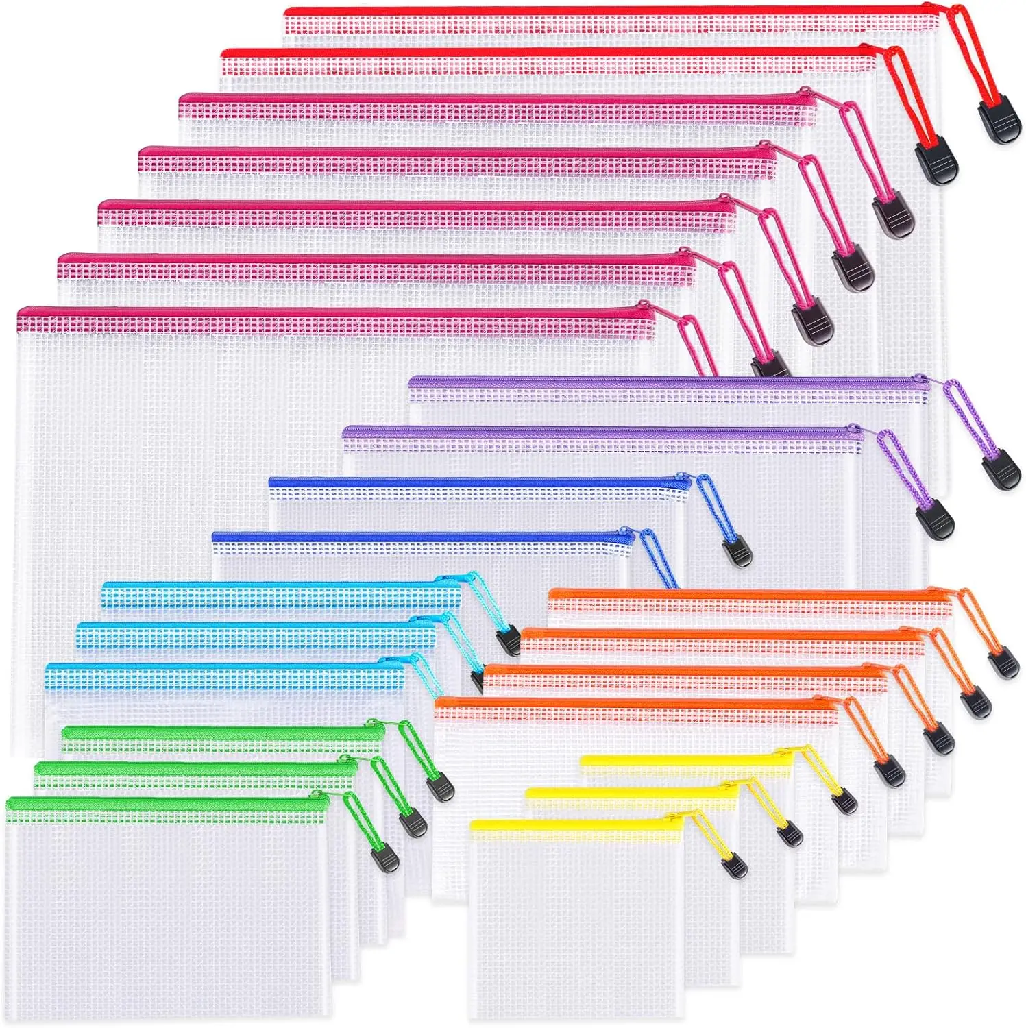 PVC Contract File Folder with Custom Printing Plastic Document Pouch Study Materials Organizer Mesh Zipper Document Pouches