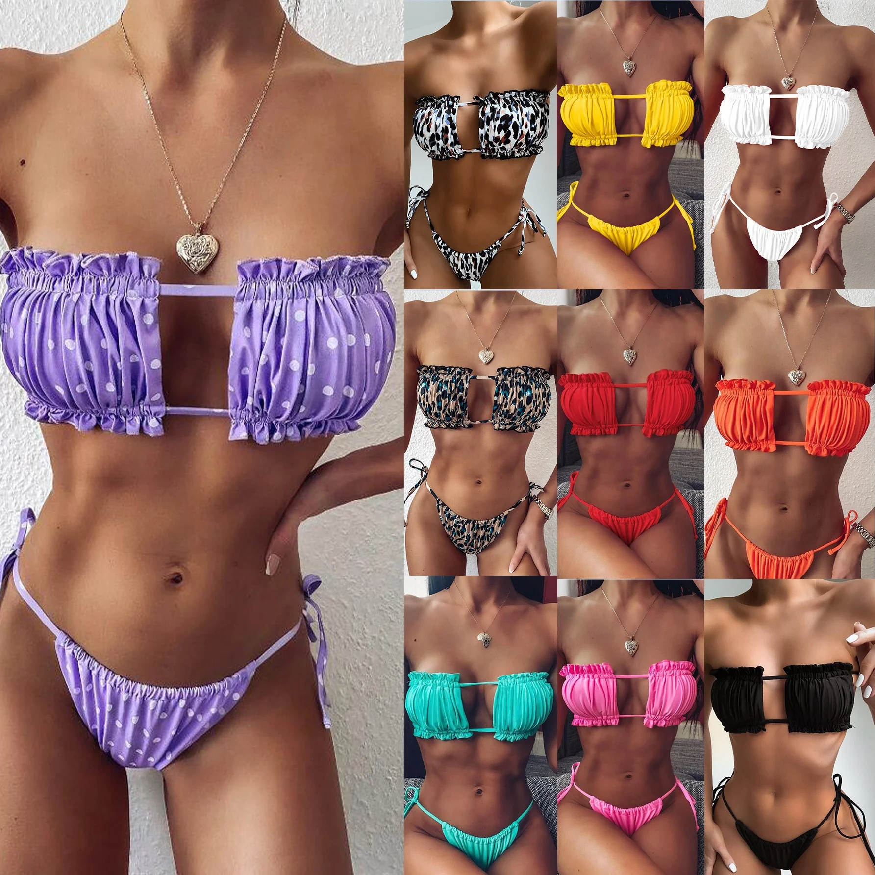 
35Hot sell ready to ship low moq high quality new design lycra bikini swimwear &amp beachwear bathing suits for women 