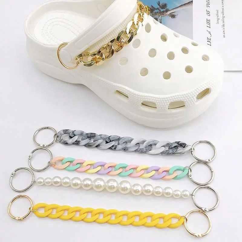 Bling clog chains charms wholesale clog chains fit for clog shoes decoration designer shoe charms Bow chain for garden shoes