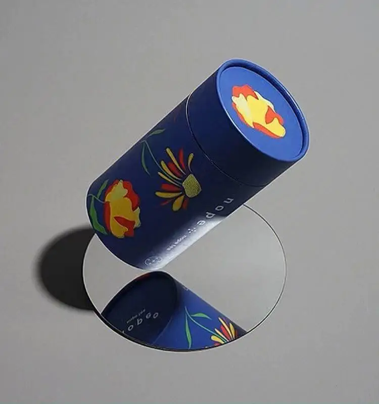 Eco Friendly Packaging Circular Tea  Printed Logo Tube Boxes Customized Design Paper Cylinder Gift Box