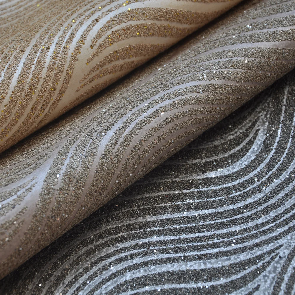 Free Samples Black Gold Glitter Mica Wallpaper Fireproof Wallpaper Fashion Home Interior Decoration