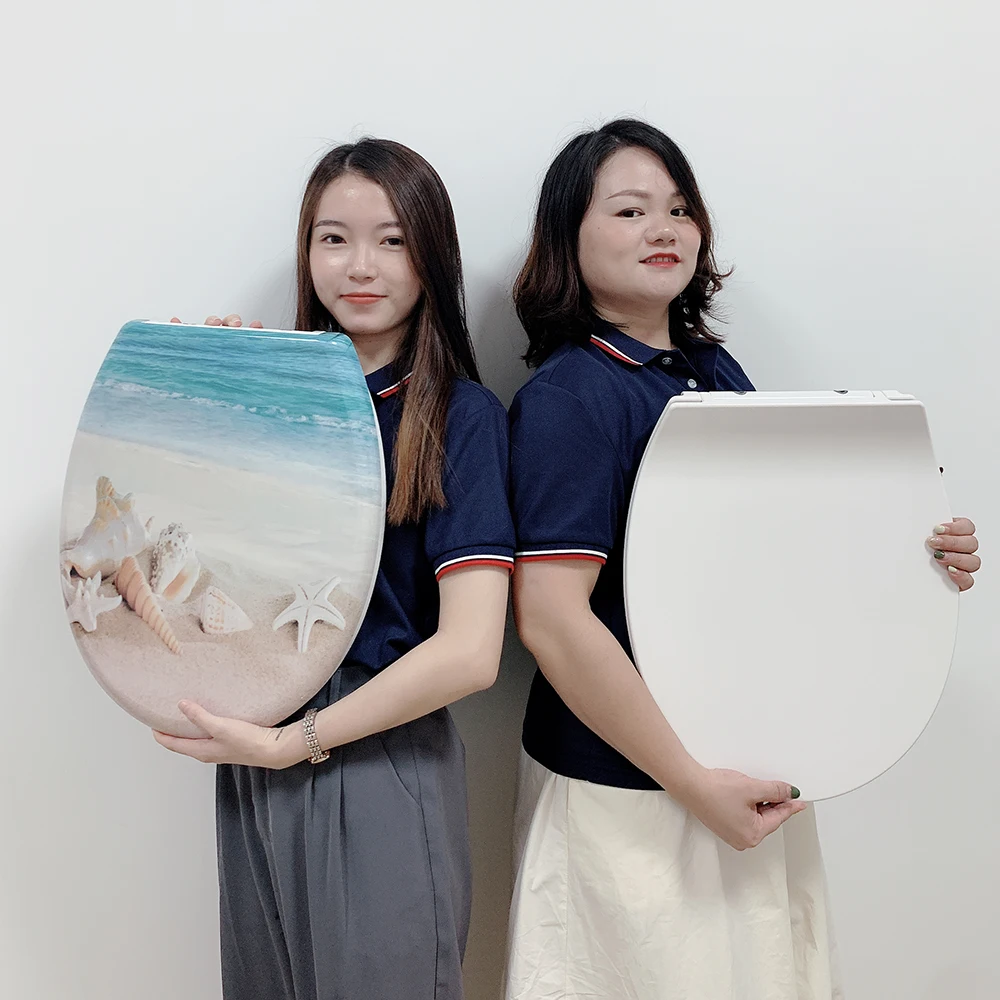 Modern Slim round Standard European Toilet Seat Cover Soft Close SU008 Made of Wood Plastic Urea Oval Shape Closed Front